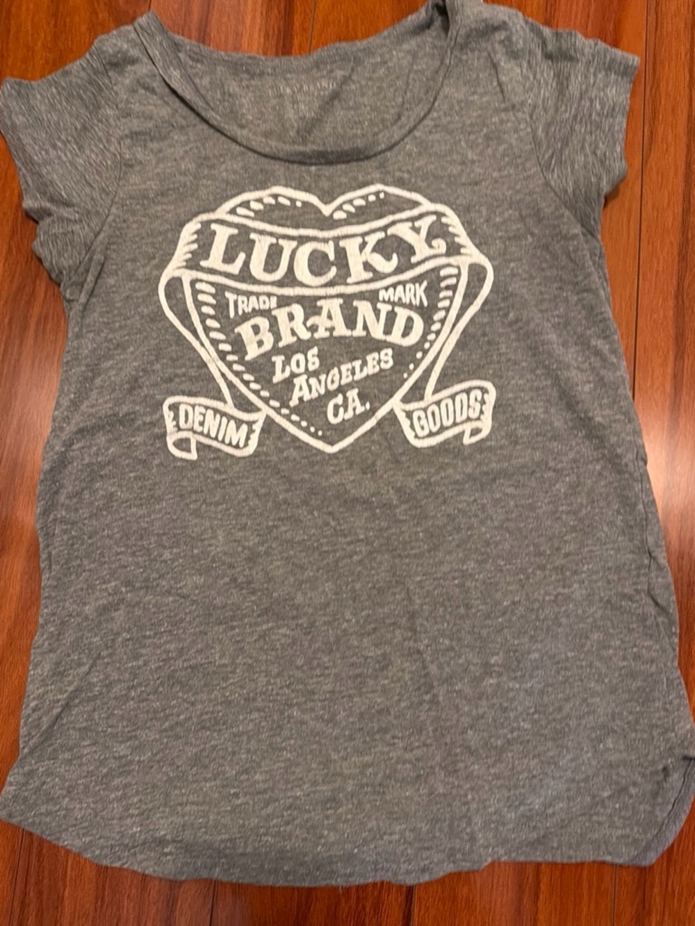 Lucky Brand Gray Short Sleeve Tee with White Heart Logo